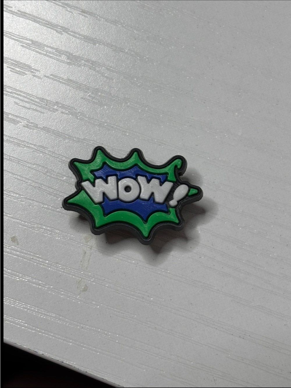 Green and Blue "WOW!" Shoe Charm